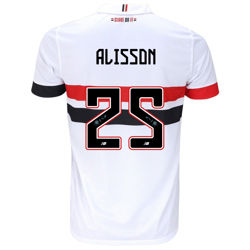 Niño Camiseta Alisson #25 Blanco Rojo Negro 1ª Equipación 2024/25 La Camisa México