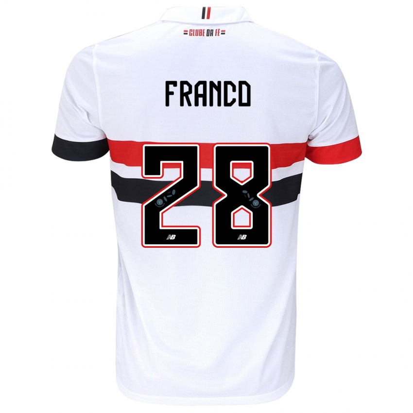 Niño Camiseta Alan Franco #28 Blanco Rojo Negro 1ª Equipación 2024/25 La Camisa México