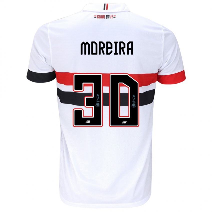 Niño Camiseta João Moreira #30 Blanco Rojo Negro 1ª Equipación 2024/25 La Camisa México