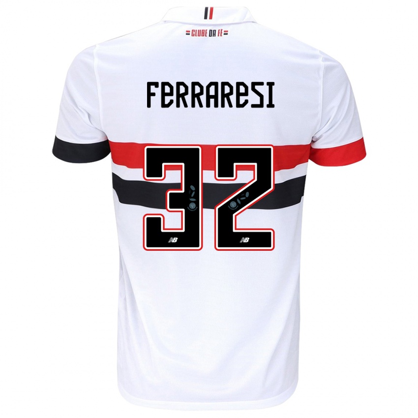 Niño Camiseta Nahuel Ferraresi #32 Blanco Rojo Negro 1ª Equipación 2024/25 La Camisa México