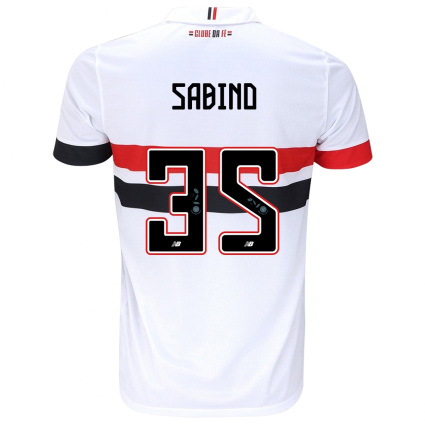 Niño Camiseta Sabino #35 Blanco Rojo Negro 1ª Equipación 2024/25 La Camisa México