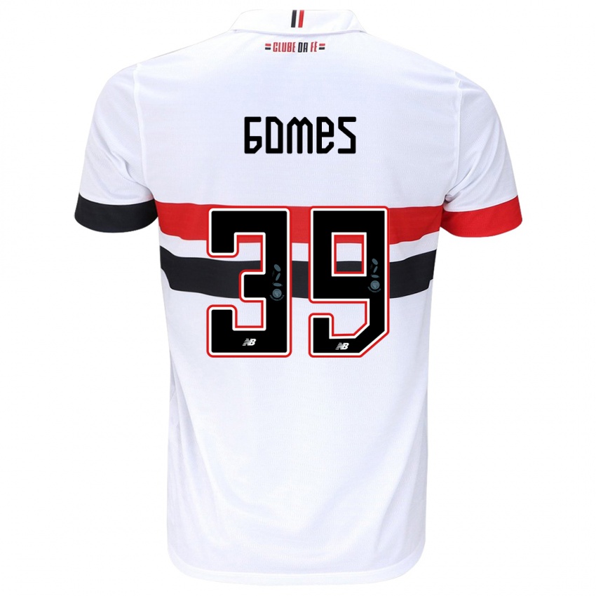 Niño Camiseta William Gomes #39 Blanco Rojo Negro 1ª Equipación 2024/25 La Camisa México