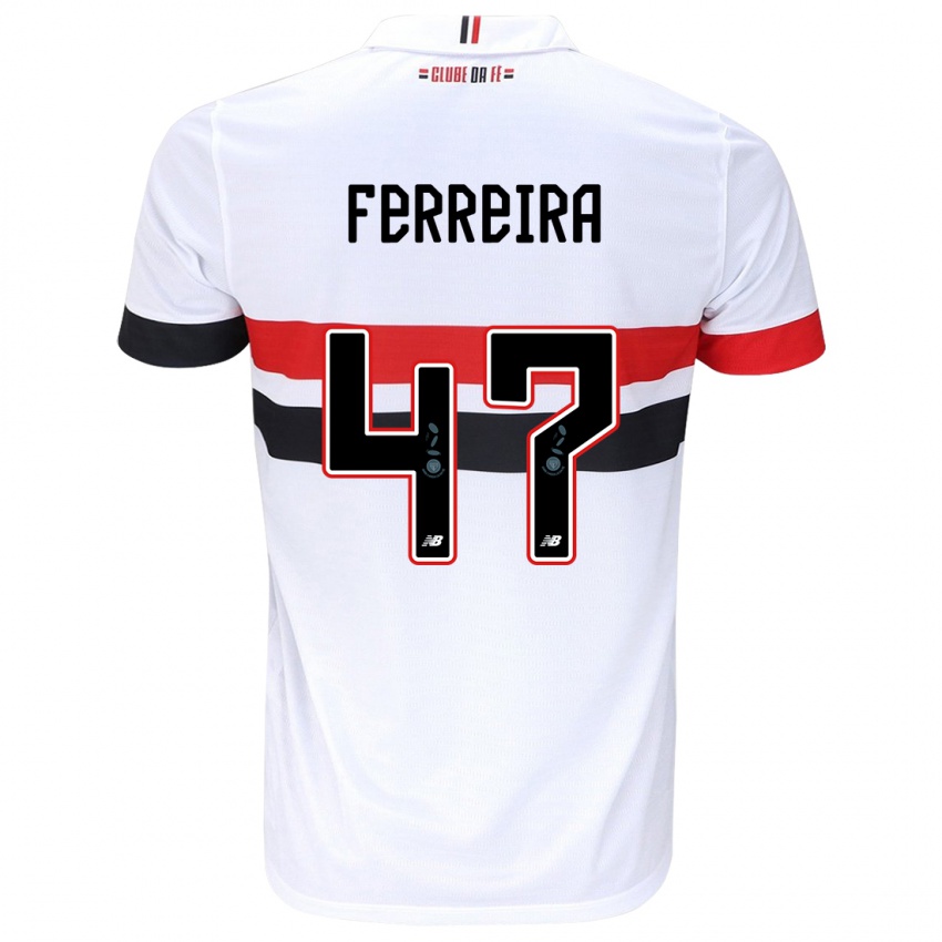 Niño Camiseta Ferreira #47 Blanco Rojo Negro 1ª Equipación 2024/25 La Camisa México