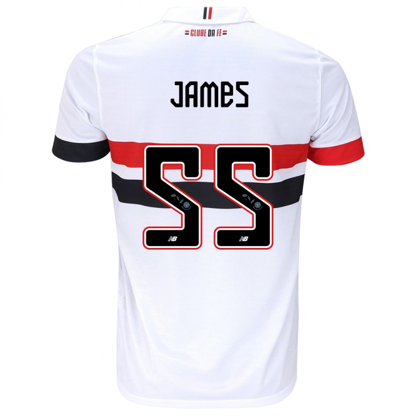 Niño Camiseta James Rodríguez #55 Blanco Rojo Negro 1ª Equipación 2024/25 La Camisa México