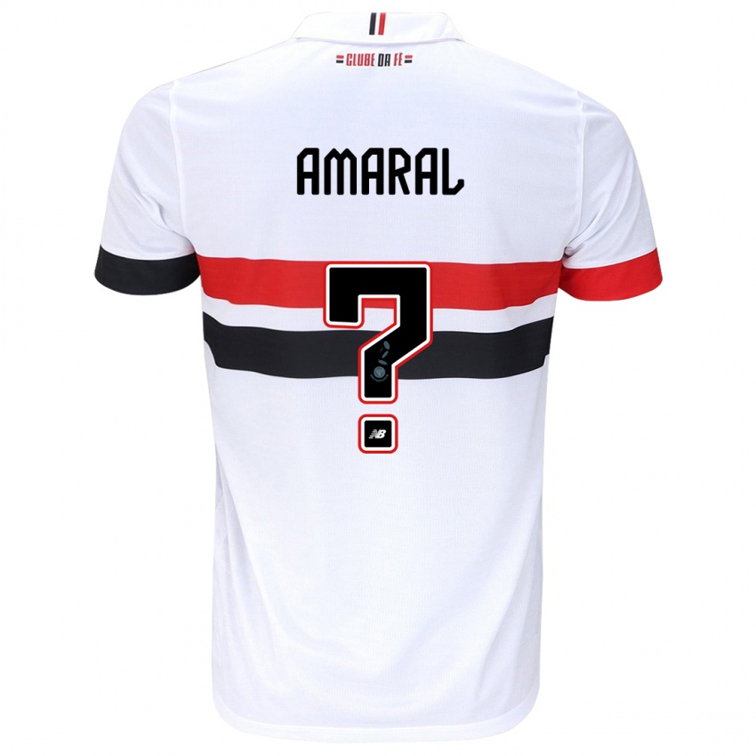 Niño Camiseta Mateus Amaral #0 Blanco Rojo Negro 1ª Equipación 2024/25 La Camisa México