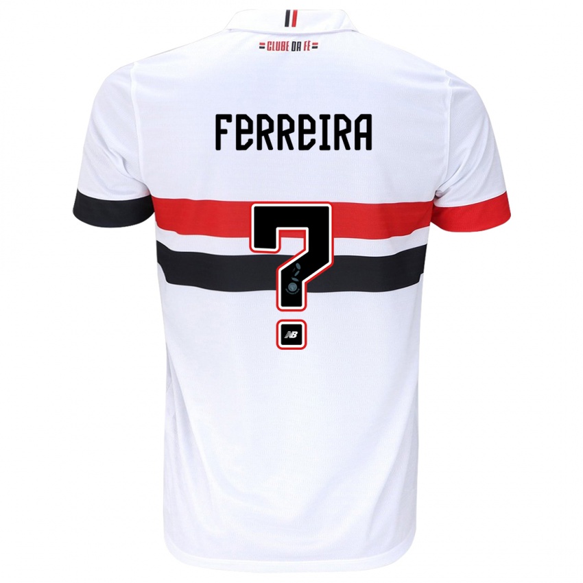 Niño Camiseta Lucas Ferreira #0 Blanco Rojo Negro 1ª Equipación 2024/25 La Camisa México