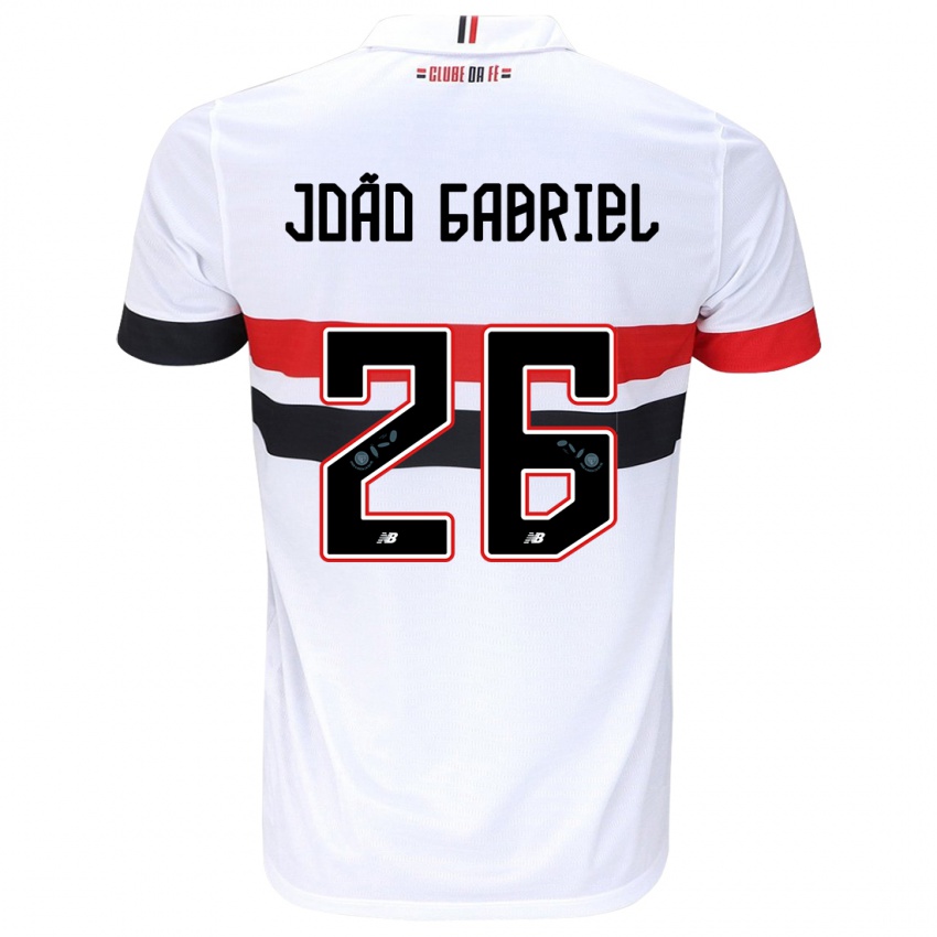 Niño Camiseta João Gabriel #26 Blanco Rojo Negro 1ª Equipación 2024/25 La Camisa México