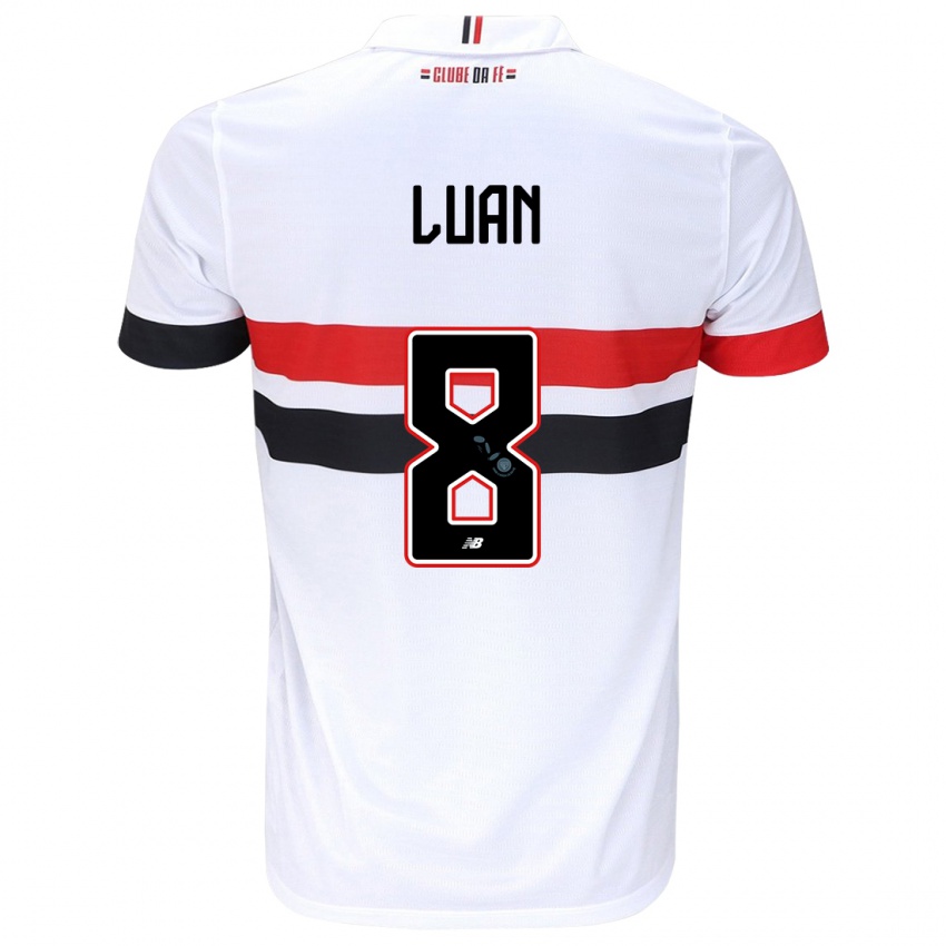 Niño Camiseta Luan #8 Blanco Rojo Negro 1ª Equipación 2024/25 La Camisa México