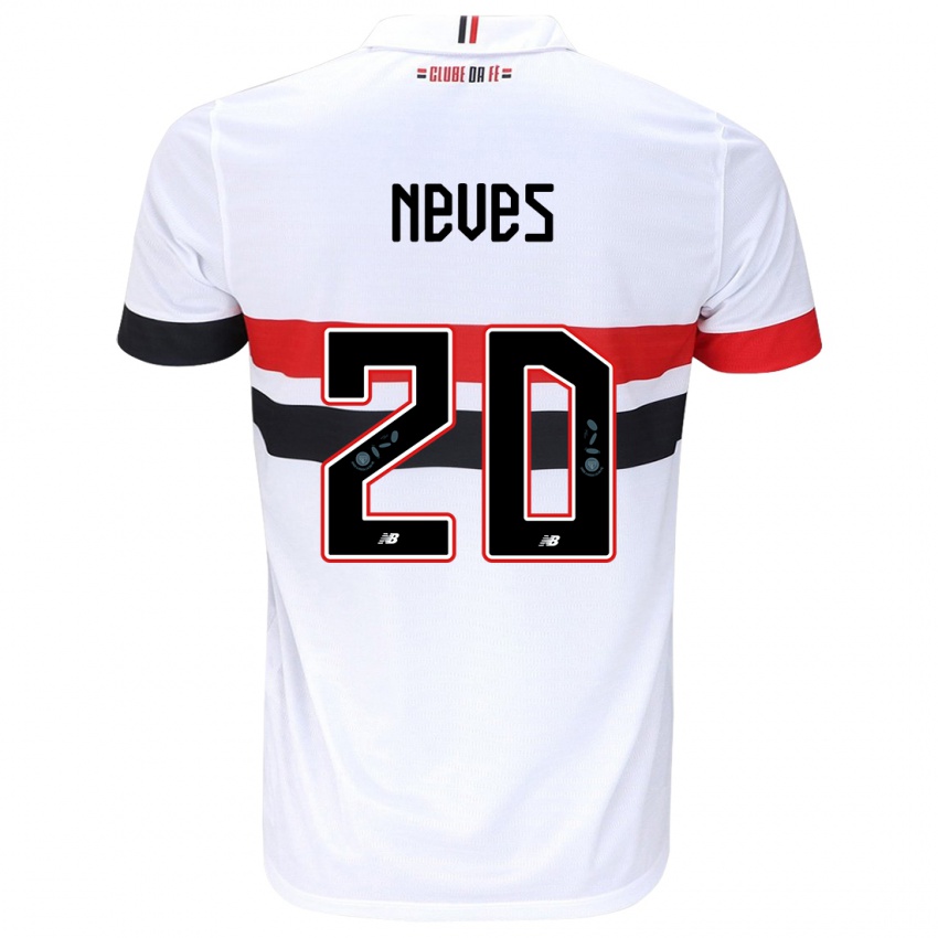 Niño Camiseta Gabriel Neves #20 Blanco Rojo Negro 1ª Equipación 2024/25 La Camisa México