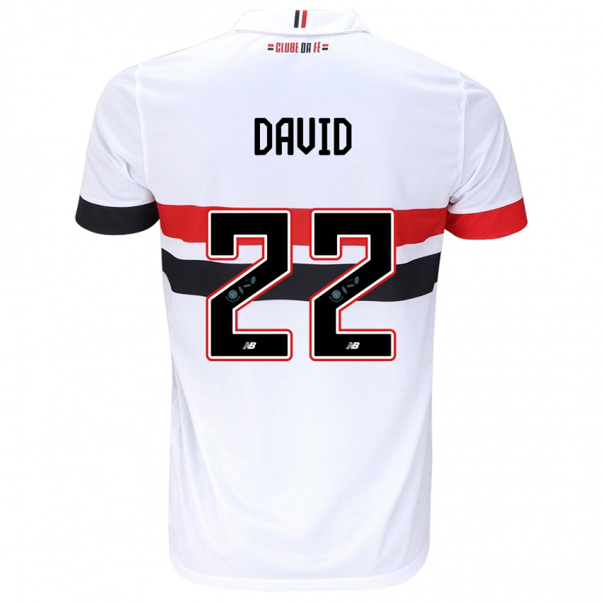 Niño Camiseta David #22 Blanco Rojo Negro 1ª Equipación 2024/25 La Camisa México