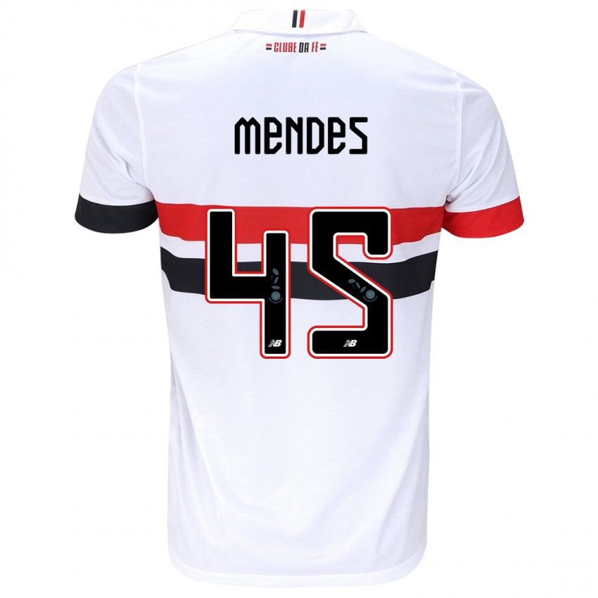 Niño Camiseta Nathan Mendes #45 Blanco Rojo Negro 1ª Equipación 2024/25 La Camisa México