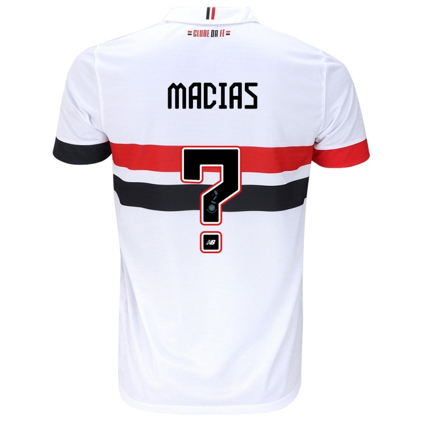 Niño Camiseta Juan Macías #0 Blanco Rojo Negro 1ª Equipación 2024/25 La Camisa México