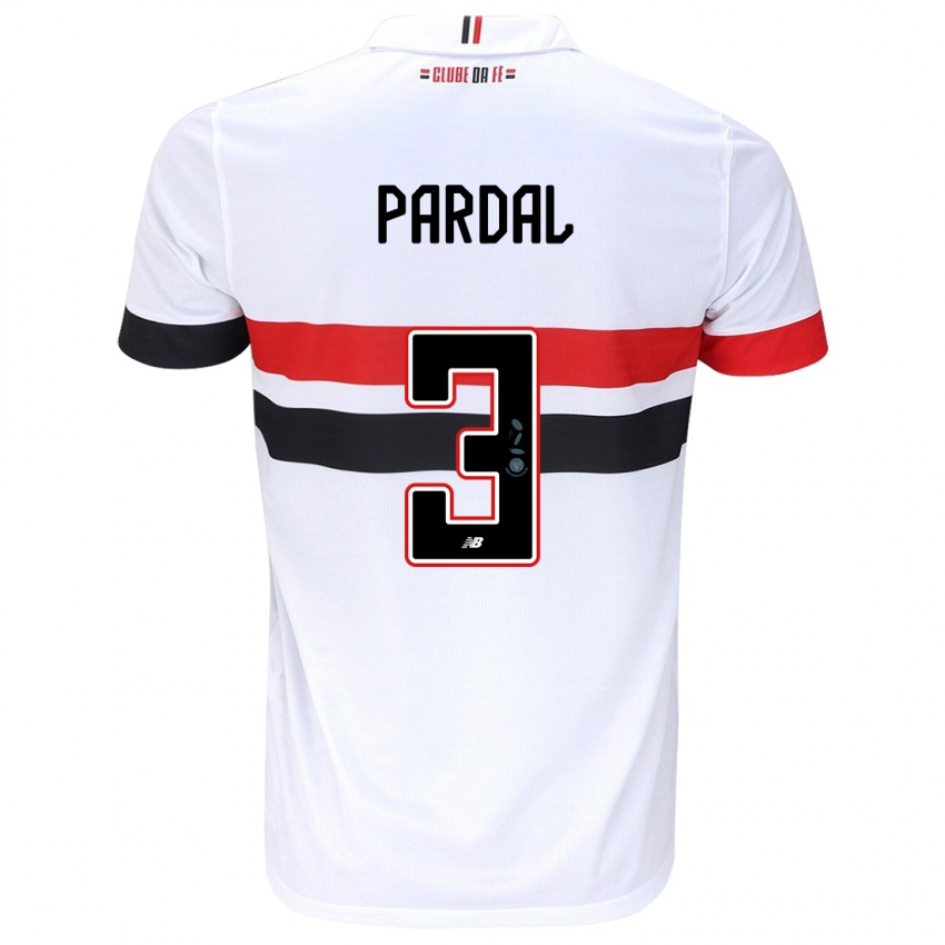 Niño Camiseta Pardal #3 Blanco Rojo Negro 1ª Equipación 2024/25 La Camisa México