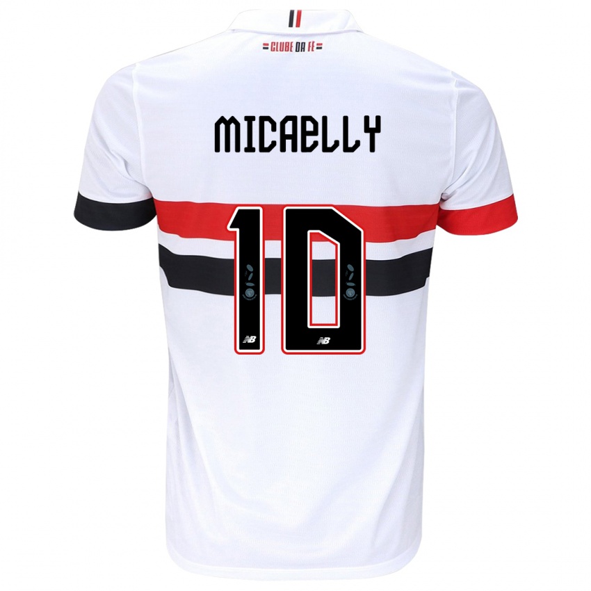 Niño Camiseta Micaelly #10 Blanco Rojo Negro 1ª Equipación 2024/25 La Camisa México