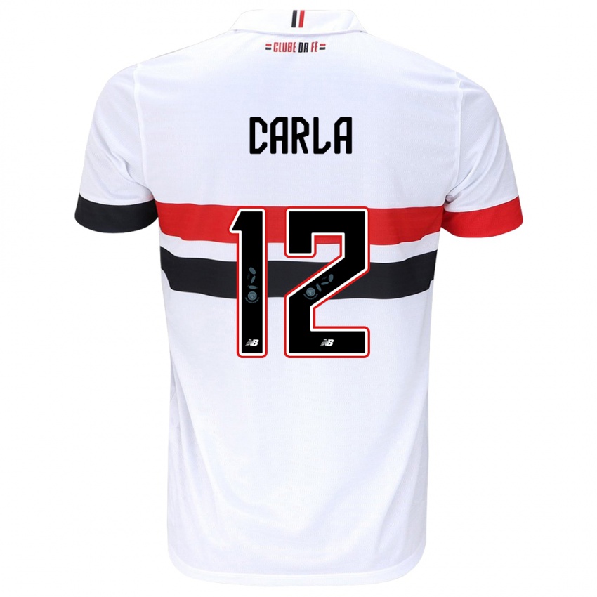 Niño Camiseta Carla Maria Da Silva #12 Blanco Rojo Negro 1ª Equipación 2024/25 La Camisa México