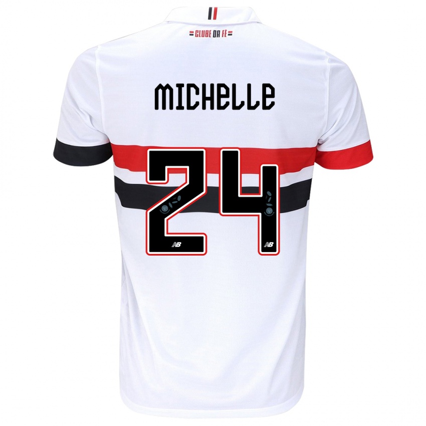 Niño Camiseta Michelle #24 Blanco Rojo Negro 1ª Equipación 2024/25 La Camisa México