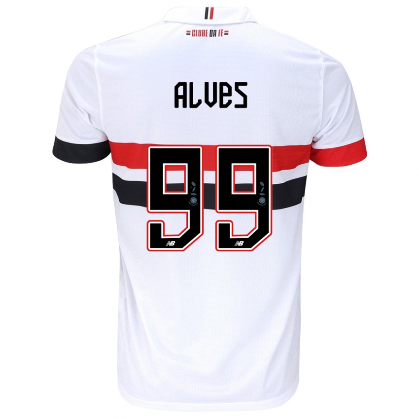 Niño Camiseta Letícia Alves #99 Blanco Rojo Negro 1ª Equipación 2024/25 La Camisa México