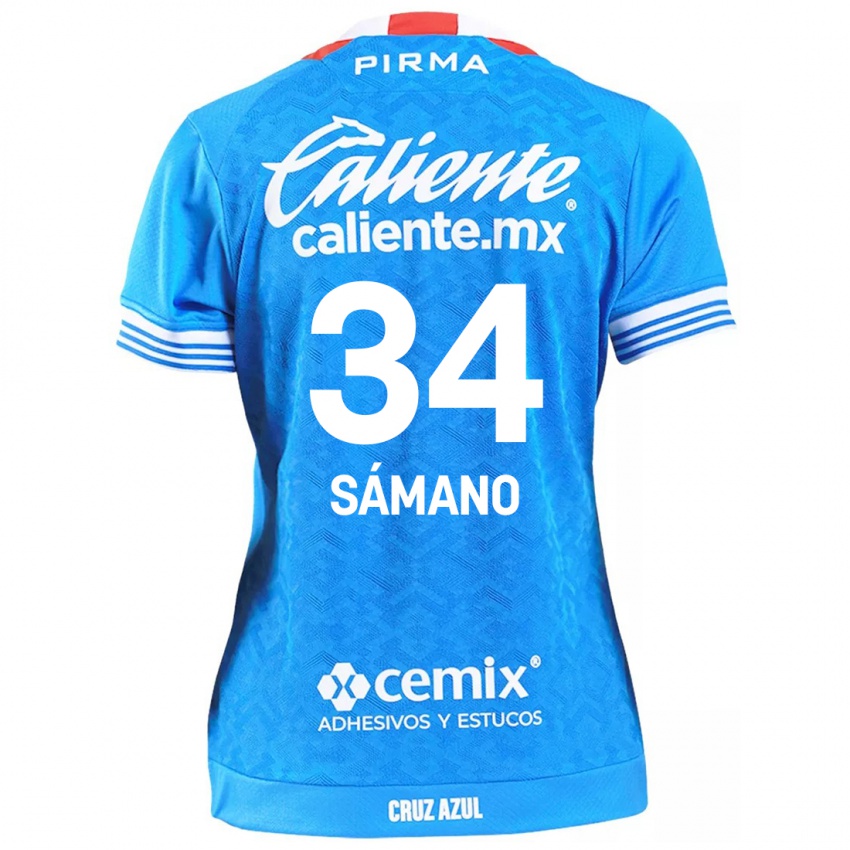 Niño Camiseta Leonardo Sámano #34 Cielo Azul 1ª Equipación 2024/25 La Camisa México