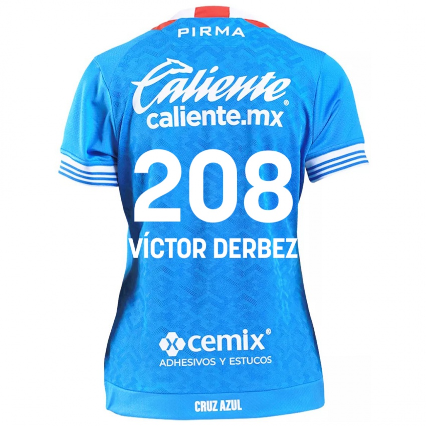 Niño Camiseta Louis Víctor Derbez #208 Cielo Azul 1ª Equipación 2024/25 La Camisa México