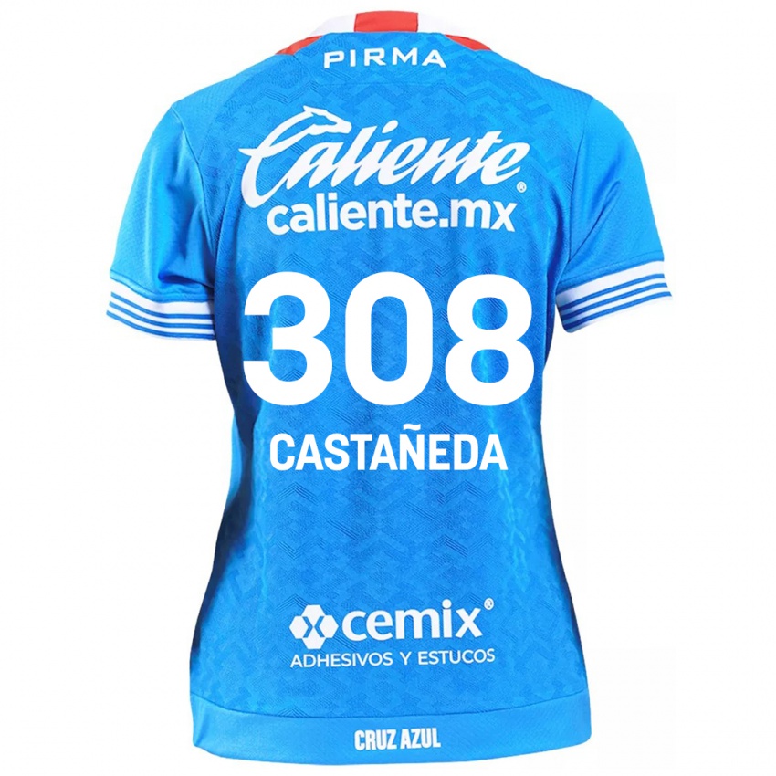 Niño Camiseta Emiliano Castañeda #308 Cielo Azul 1ª Equipación 2024/25 La Camisa México