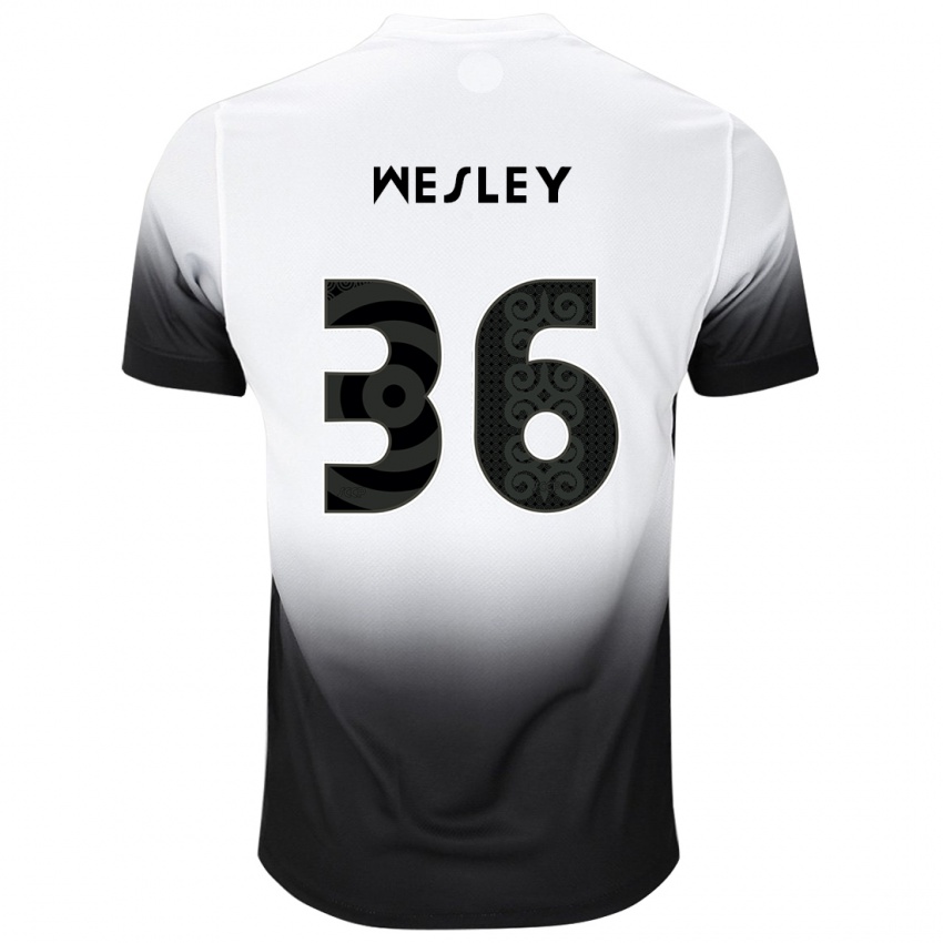 Niño Camiseta Wesley #36 Blanco Negro 1ª Equipación 2024/25 La Camisa México