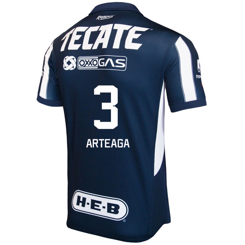 Niño Camiseta Gerardo Arteaga #3 Azul Rojo Blanco 1ª Equipación 2024/25 La Camisa México