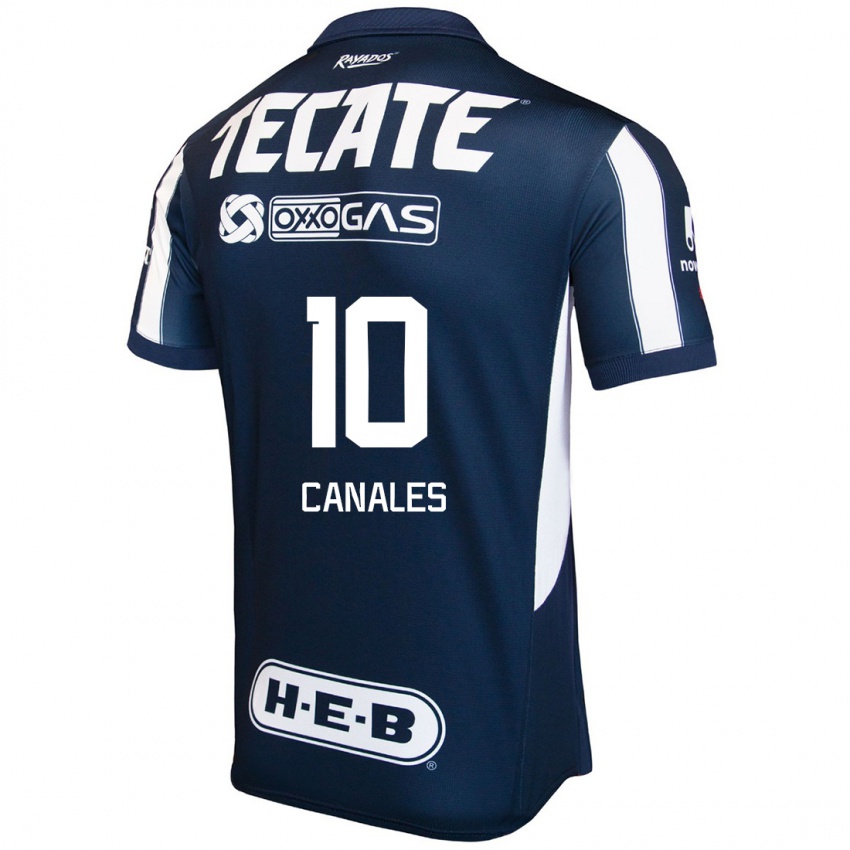 Niño Camiseta Sergio Canales #10 Azul Rojo Blanco 1ª Equipación 2024/25 La Camisa México