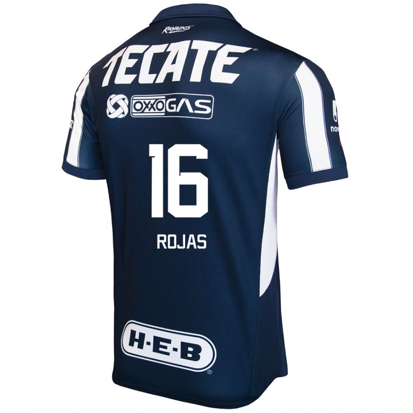 Niño Camiseta Johan Rojas #16 Azul Rojo Blanco 1ª Equipación 2024/25 La Camisa México