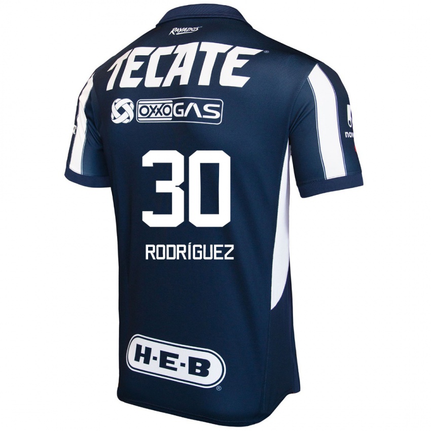 Niño Camiseta Jorge Rodríguez #30 Azul Rojo Blanco 1ª Equipación 2024/25 La Camisa México