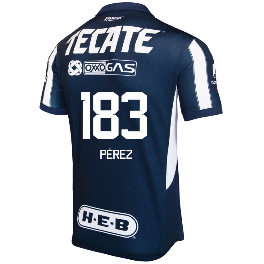 Niño Camiseta Santiago Perez #183 Azul Rojo Blanco 1ª Equipación 2024/25 La Camisa México