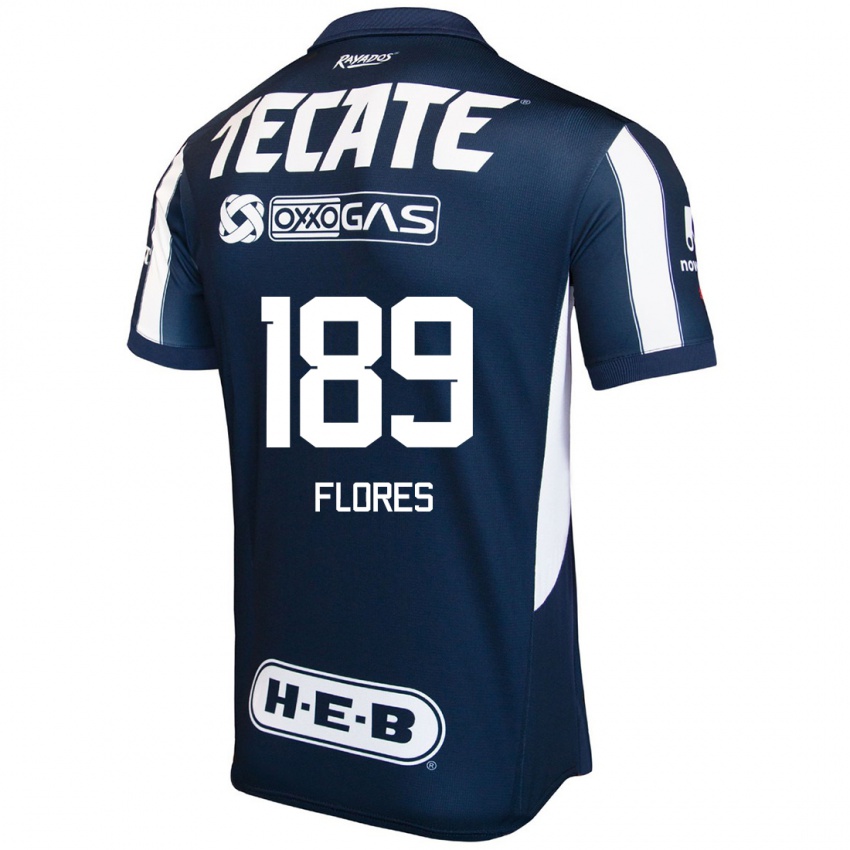 Niño Camiseta Yael Flores #189 Azul Rojo Blanco 1ª Equipación 2024/25 La Camisa México