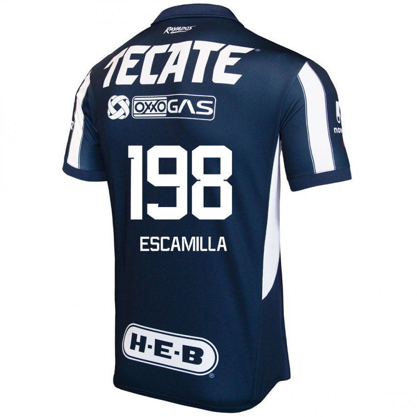 Niño Camiseta Diego Escamilla #198 Azul Rojo Blanco 1ª Equipación 2024/25 La Camisa México