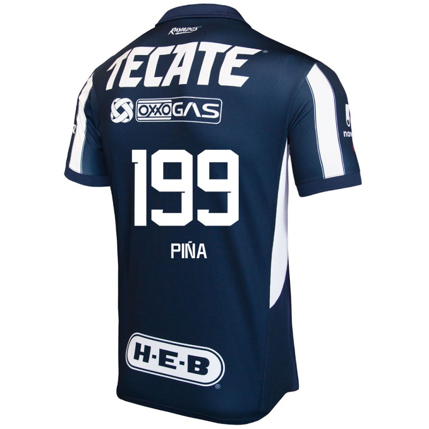 Niño Camiseta Ricardo Piña #199 Azul Rojo Blanco 1ª Equipación 2024/25 La Camisa México