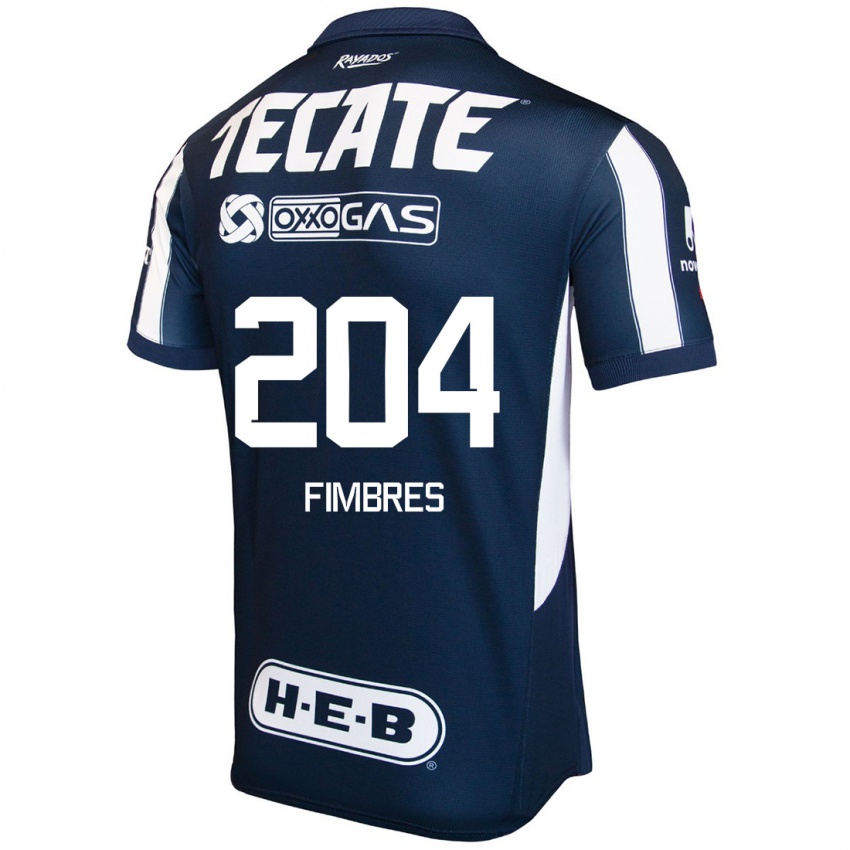 Niño Camiseta Iker Fimbres #204 Azul Rojo Blanco 1ª Equipación 2024/25 La Camisa México