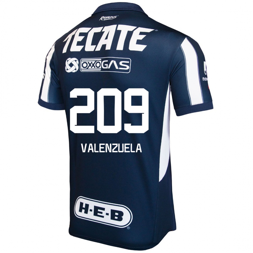 Niño Camiseta Francisco Valenzuela #209 Azul Rojo Blanco 1ª Equipación 2024/25 La Camisa México