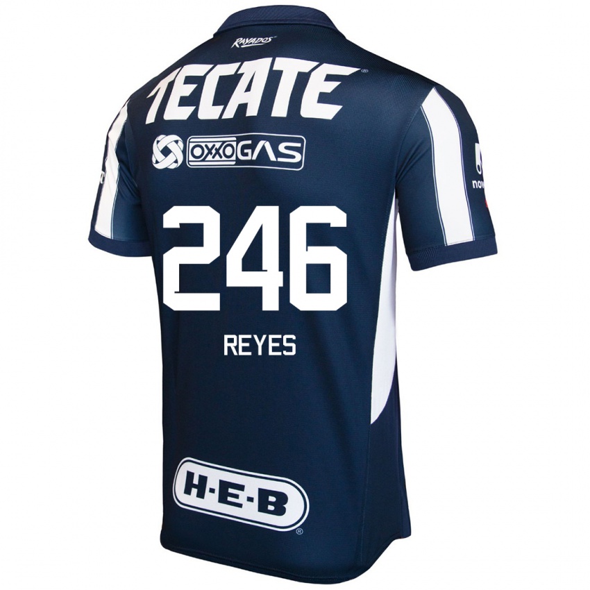 Niño Camiseta Cristian Reyes #246 Azul Rojo Blanco 1ª Equipación 2024/25 La Camisa México