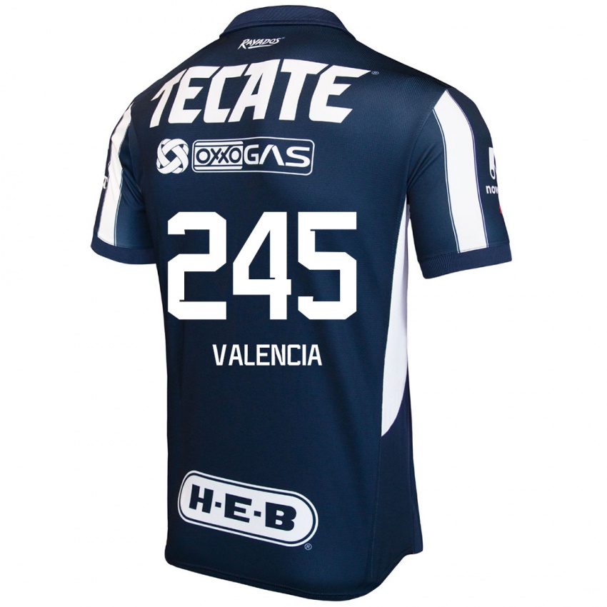 Niño Camiseta Cristian Valencia #245 Azul Rojo Blanco 1ª Equipación 2024/25 La Camisa México