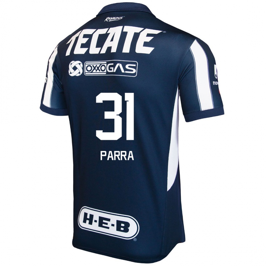 Niño Camiseta Daniel Parra #31 Azul Rojo Blanco 1ª Equipación 2024/25 La Camisa México