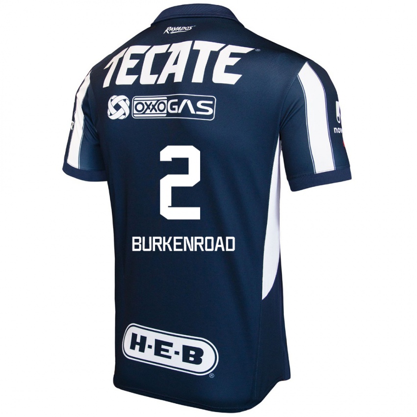 Niño Camiseta Christina Burkenroad #2 Azul Rojo Blanco 1ª Equipación 2024/25 La Camisa México