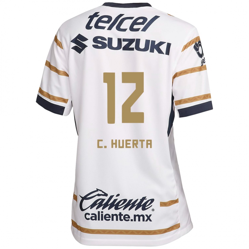 Niño Camiseta César Huerta #12 Obsidiana Blanca 1ª Equipación 2024/25 La Camisa México