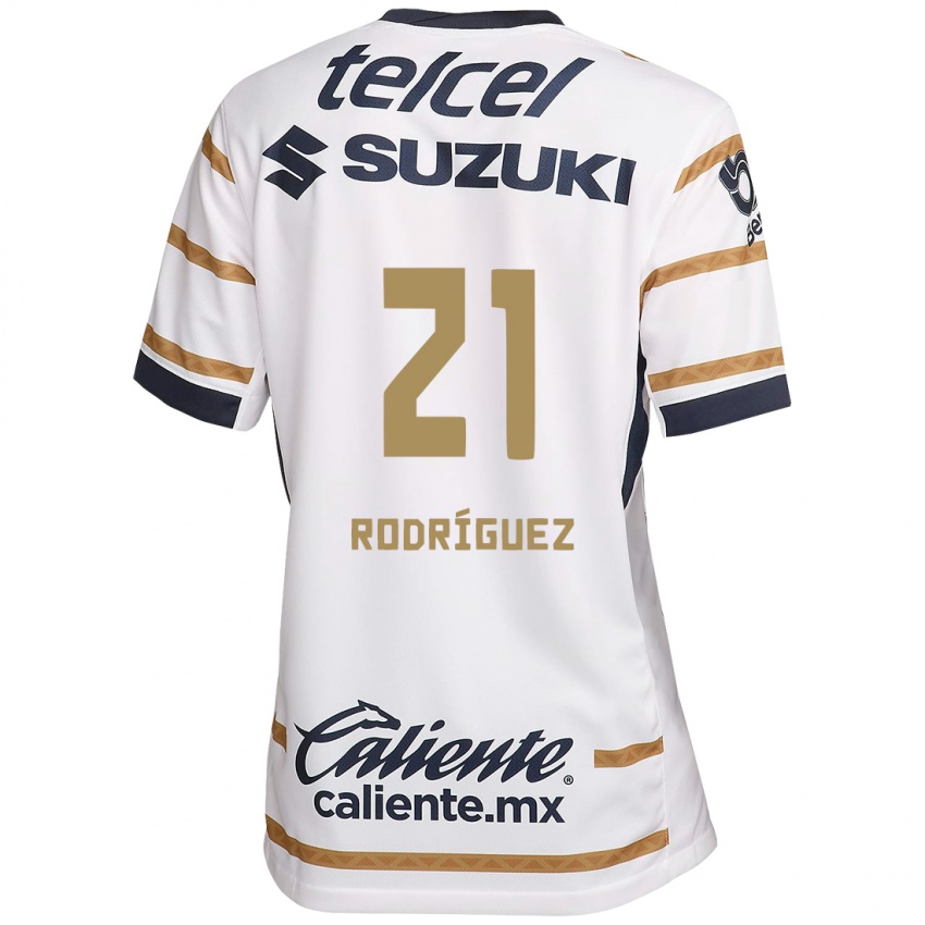 Niño Camiseta Michell Rodríguez #21 Obsidiana Blanca 1ª Equipación 2024/25 La Camisa México