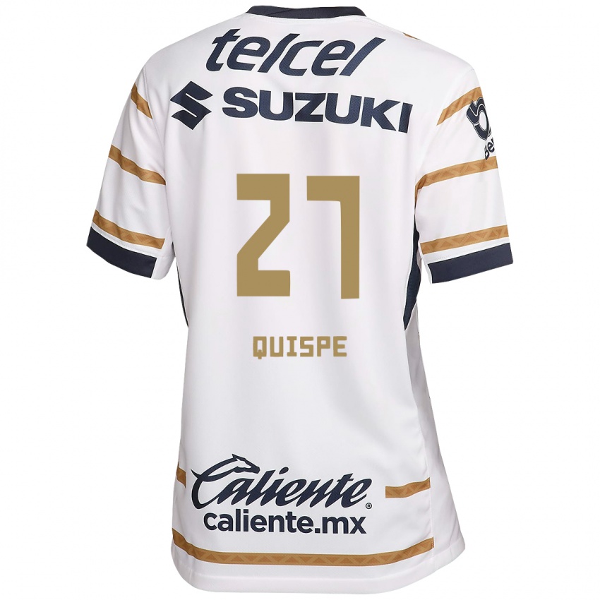 Niño Camiseta Piero Quispe #27 Obsidiana Blanca 1ª Equipación 2024/25 La Camisa México