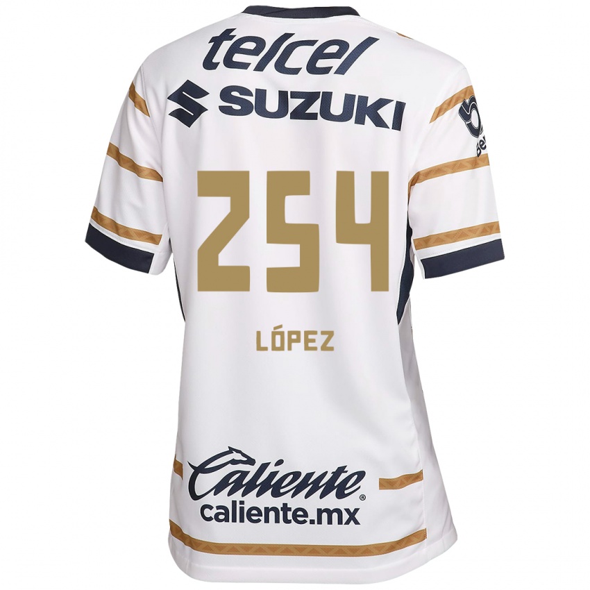 Niño Camiseta Santiago López #254 Obsidiana Blanca 1ª Equipación 2024/25 La Camisa México