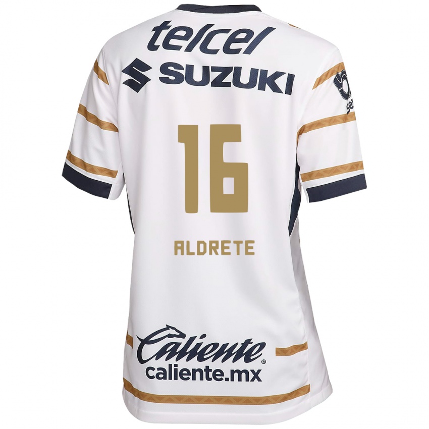 Niño Camiseta Adrian Aldrete #16 Obsidiana Blanca 1ª Equipación 2024/25 La Camisa México