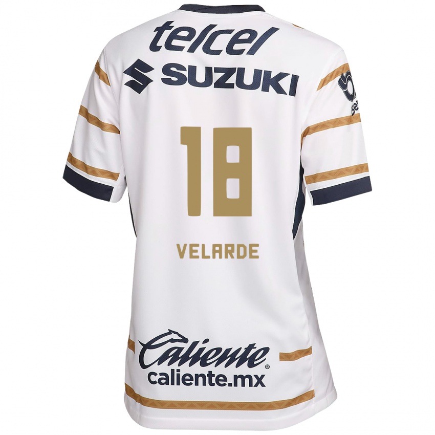 Niño Camiseta Efrain Velarde #18 Obsidiana Blanca 1ª Equipación 2024/25 La Camisa México