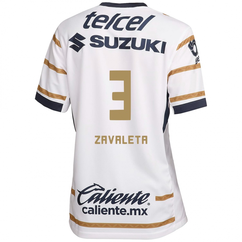 Niño Camiseta Rebeca Zavaleta #3 Obsidiana Blanca 1ª Equipación 2024/25 La Camisa México