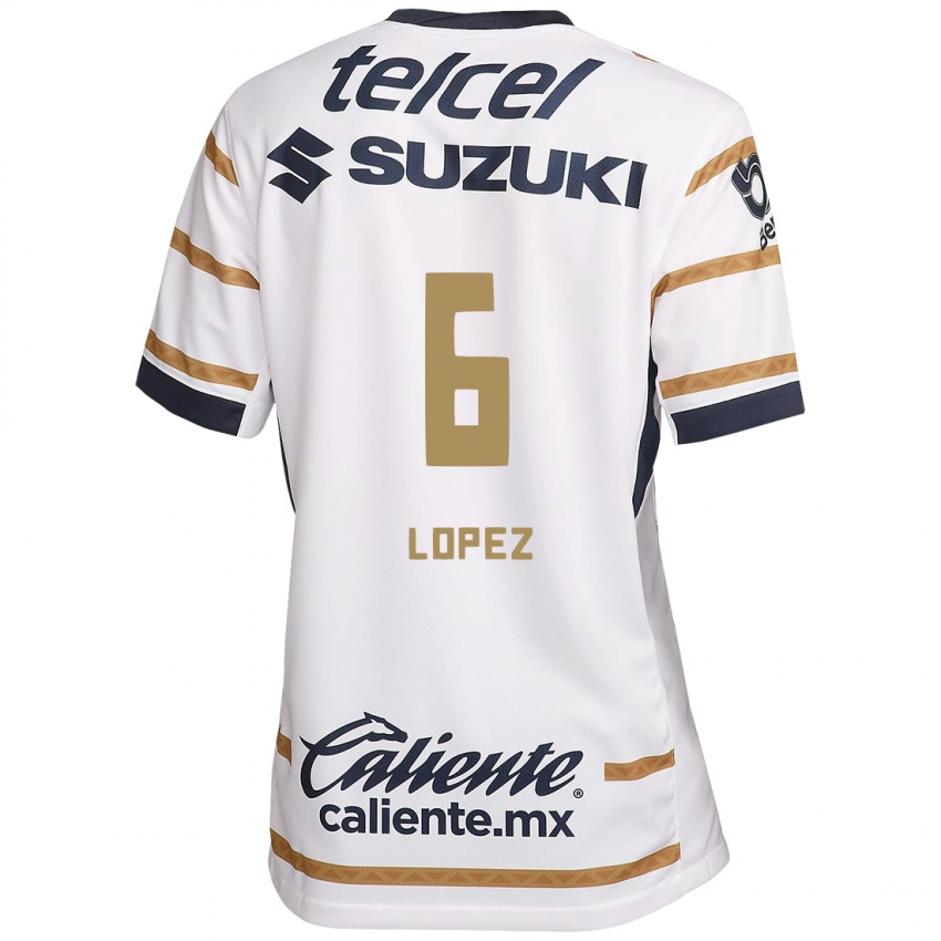 Niño Camiseta Nathalia Lopez #6 Obsidiana Blanca 1ª Equipación 2024/25 La Camisa México