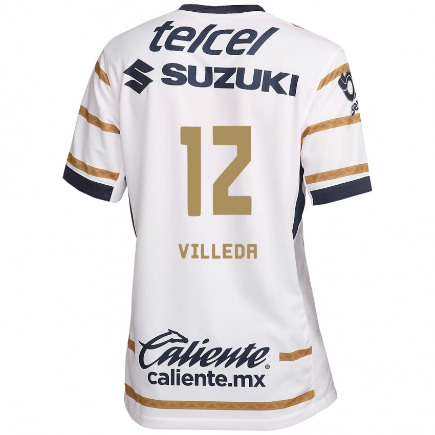 Niño Camiseta Melany Villeda #12 Obsidiana Blanca 1ª Equipación 2024/25 La Camisa México