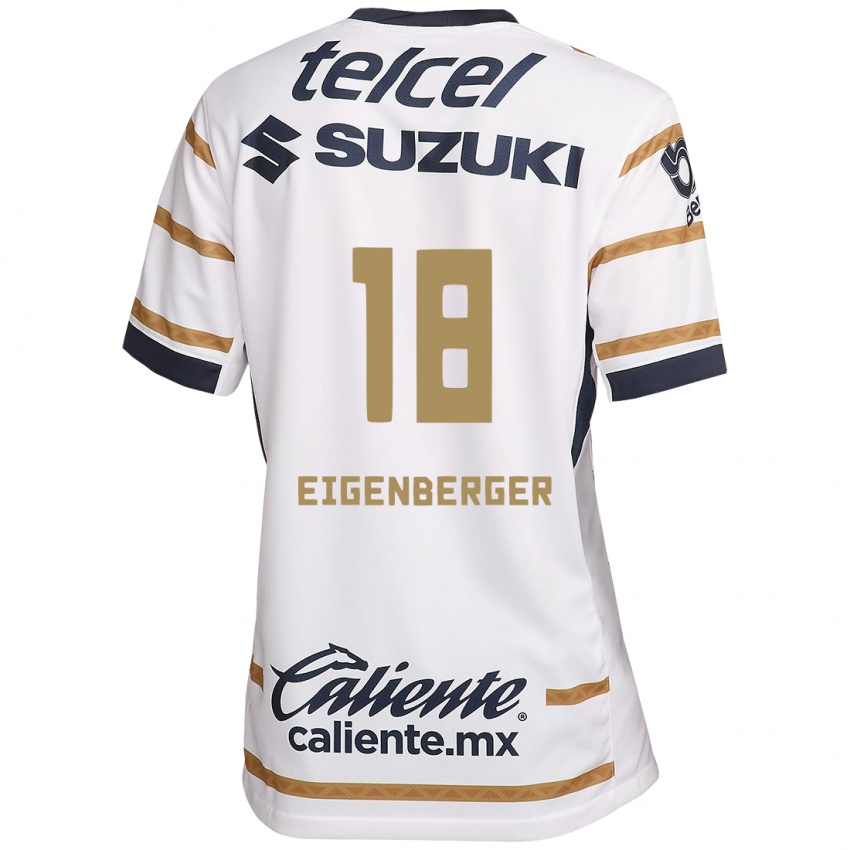 Niño Camiseta Chandra Eigenberger #18 Obsidiana Blanca 1ª Equipación 2024/25 La Camisa México