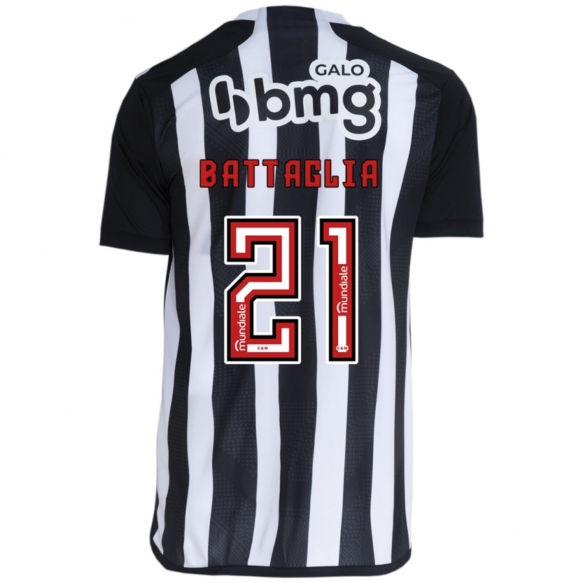 Niño Camiseta Rodrigo Battaglia #21 Blanco Negro 1ª Equipación 2024/25 La Camisa México